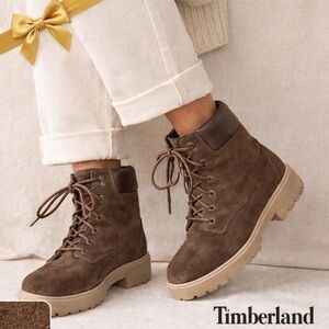 Timberland Waterproof Hiking Boots Brown Olive Suede Lug Sole Size 8 Workwear